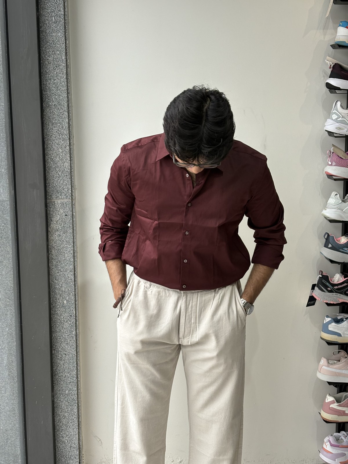 Royal Burgundy Supima Spread Collar Shirt angle 9