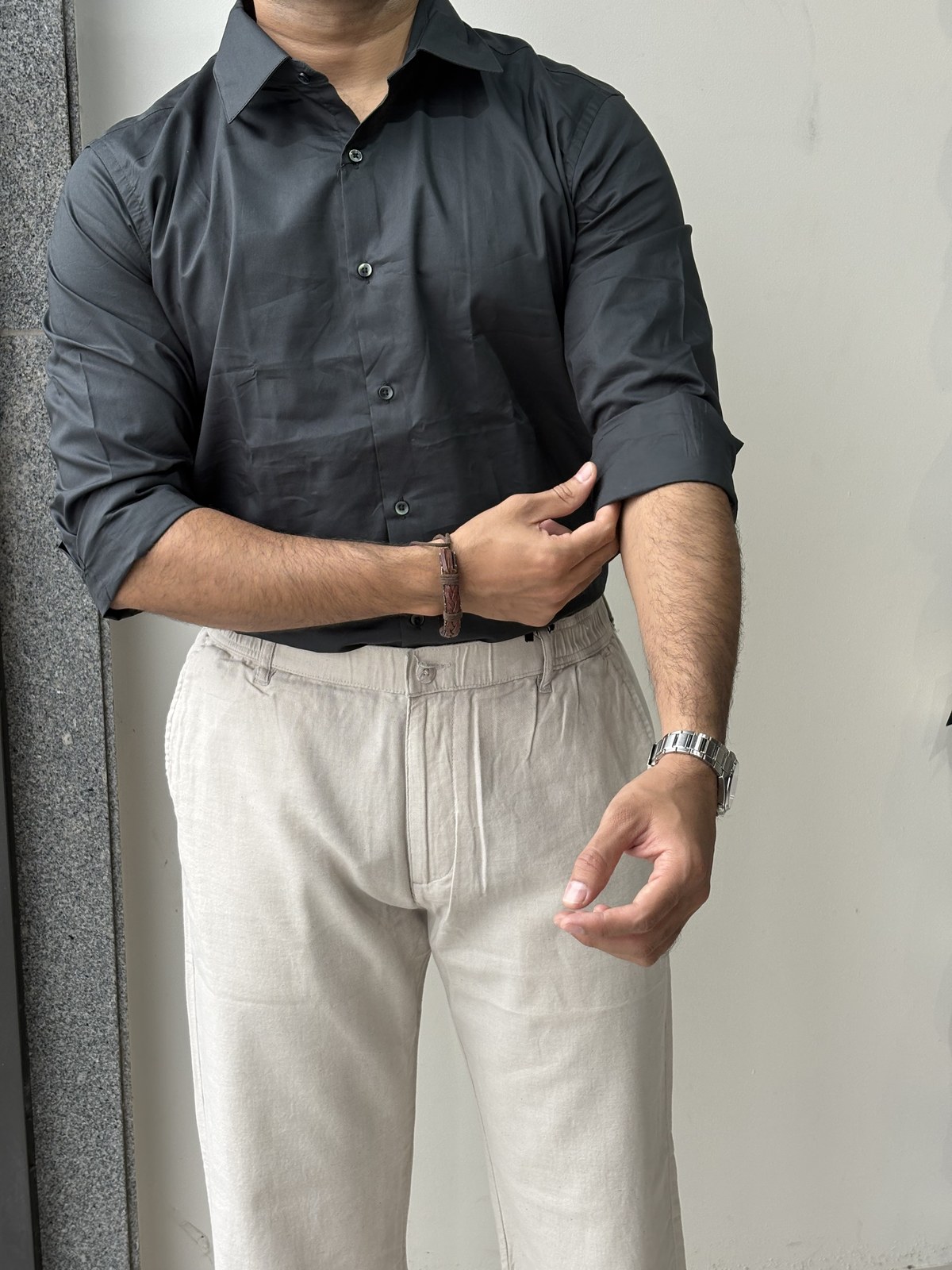 Charcoal Slate Textured Dobby Shirt angle 5