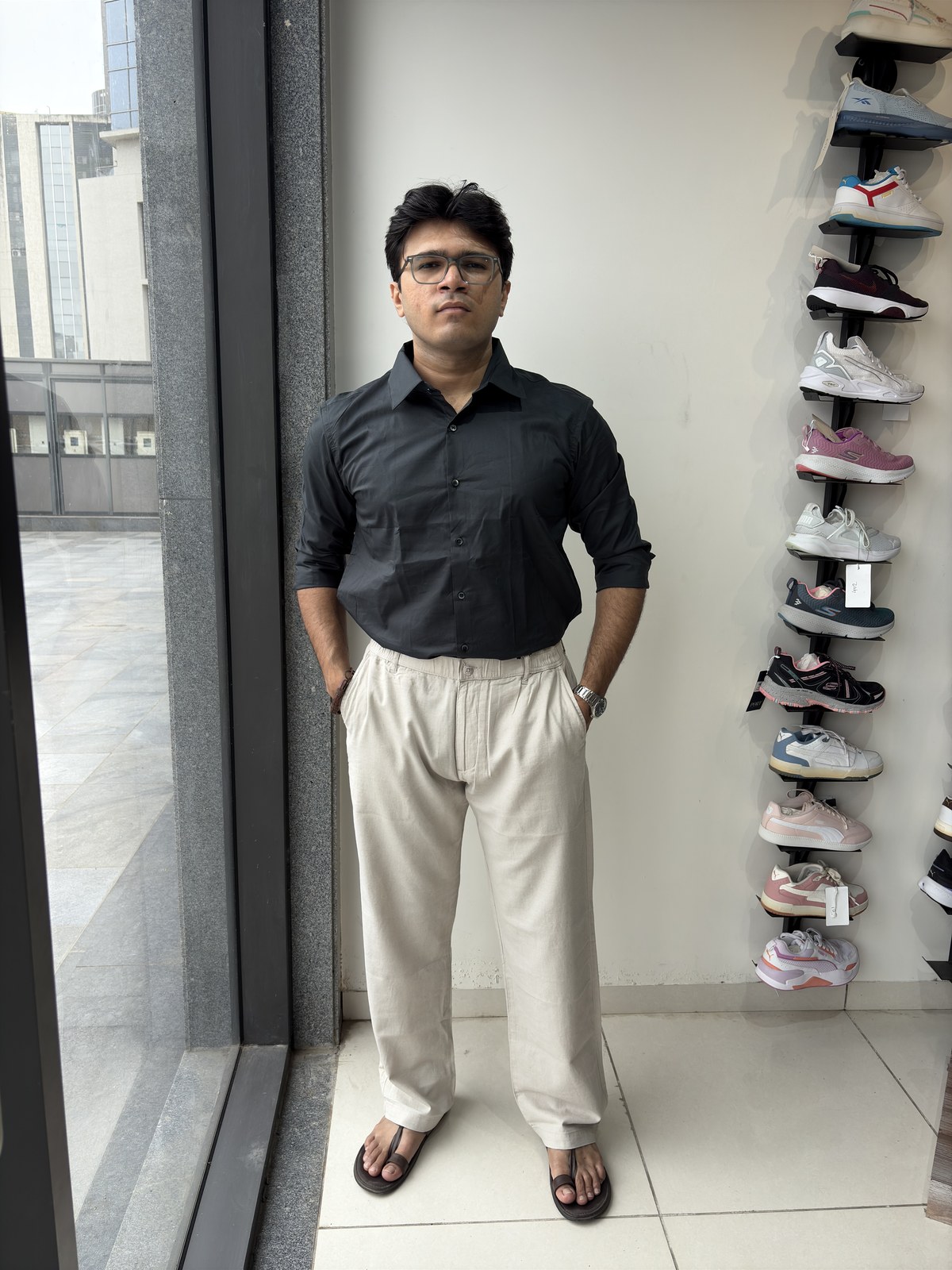 Charcoal Slate Textured Dobby Shirt angle 7