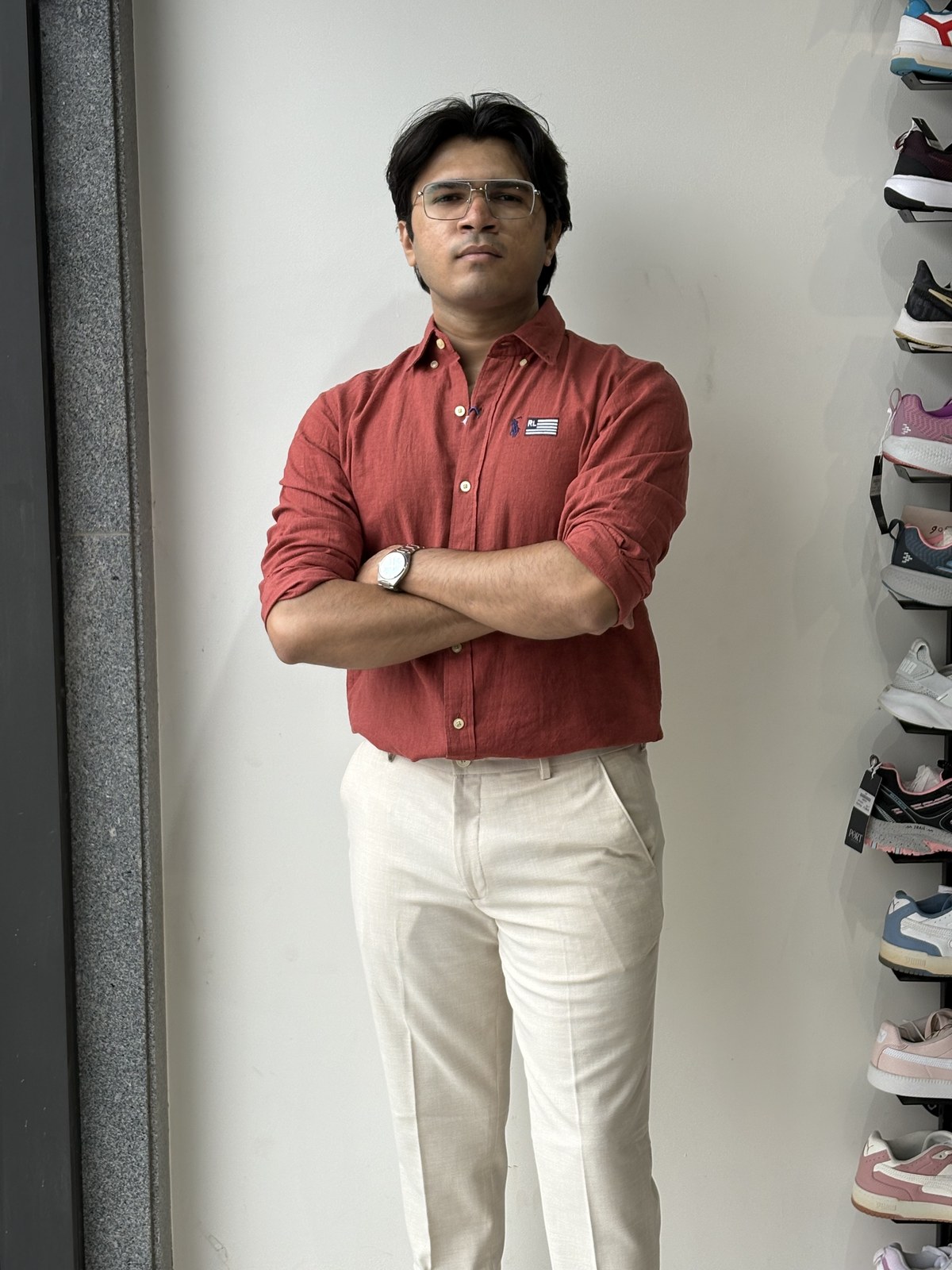 Terracotta Rust Normandy Linen Casual Shirt angle 2