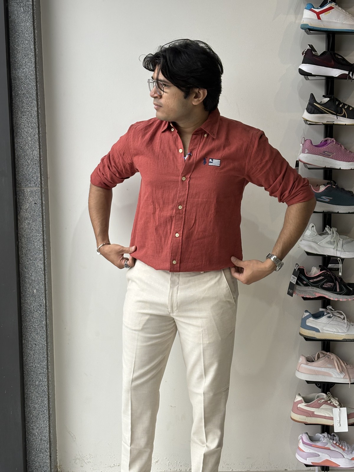 Terracotta Rust Normandy Linen Casual Shirt angle 3