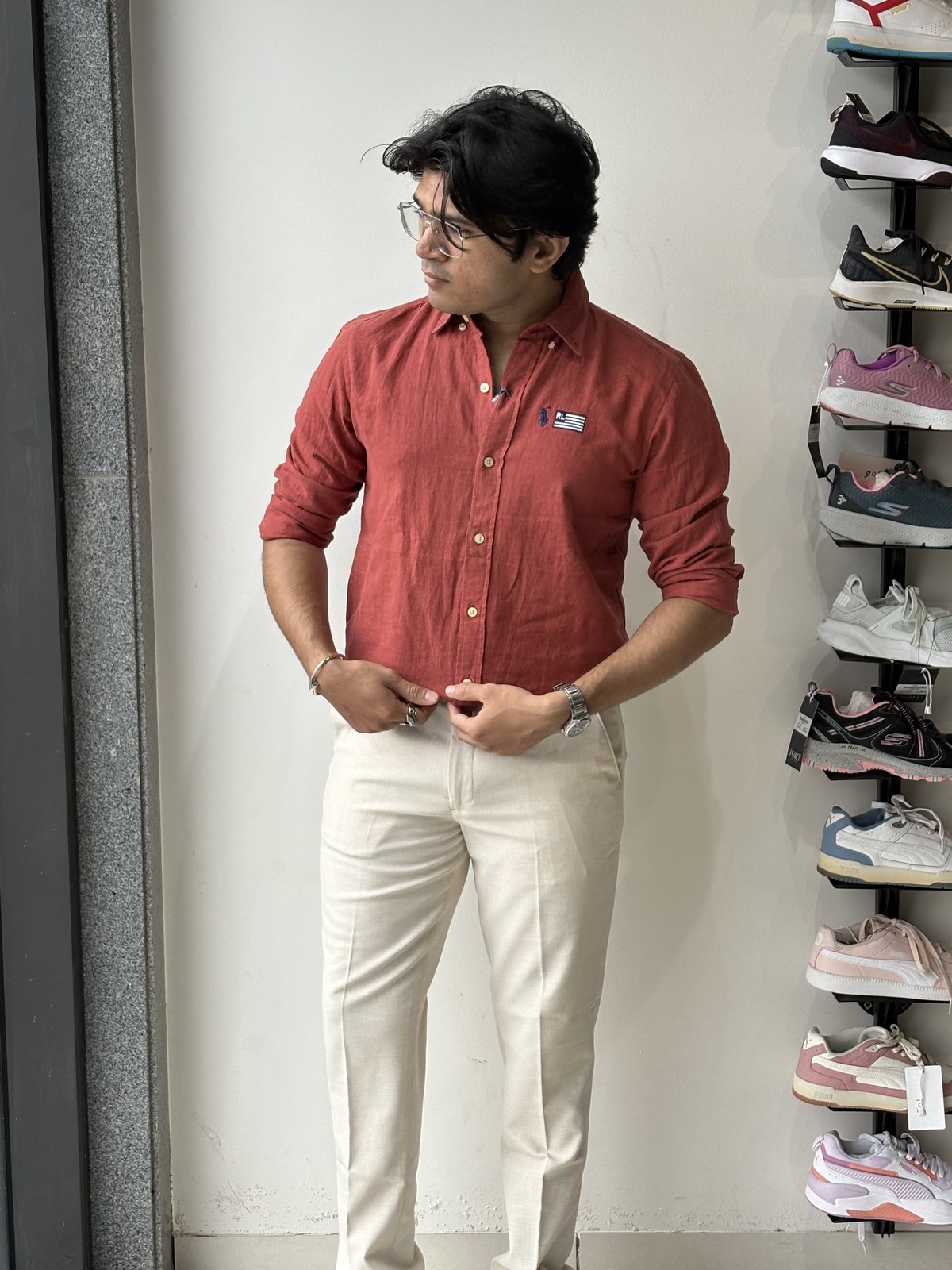 Terracotta Rust Normandy Linen Casual Shirt angle 4