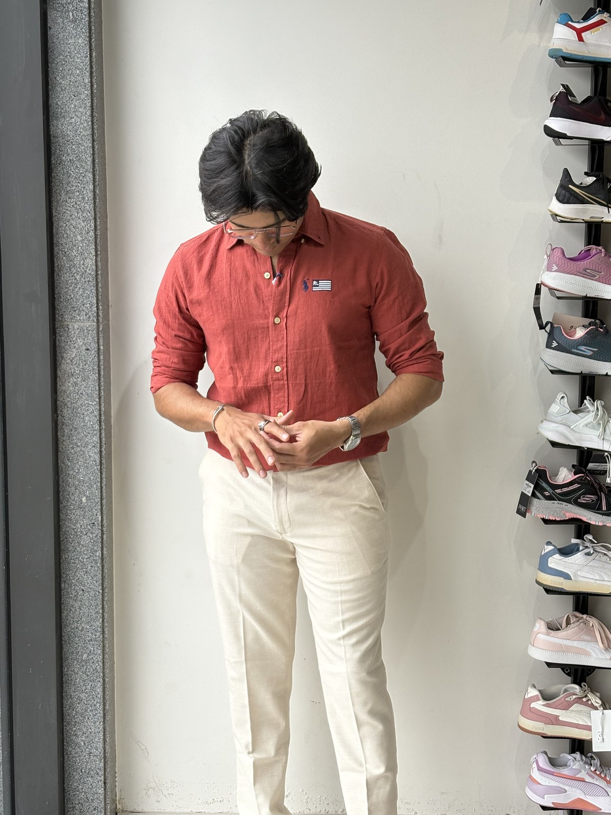 Terracotta Rust Normandy Linen Casual Shirt angle 5
