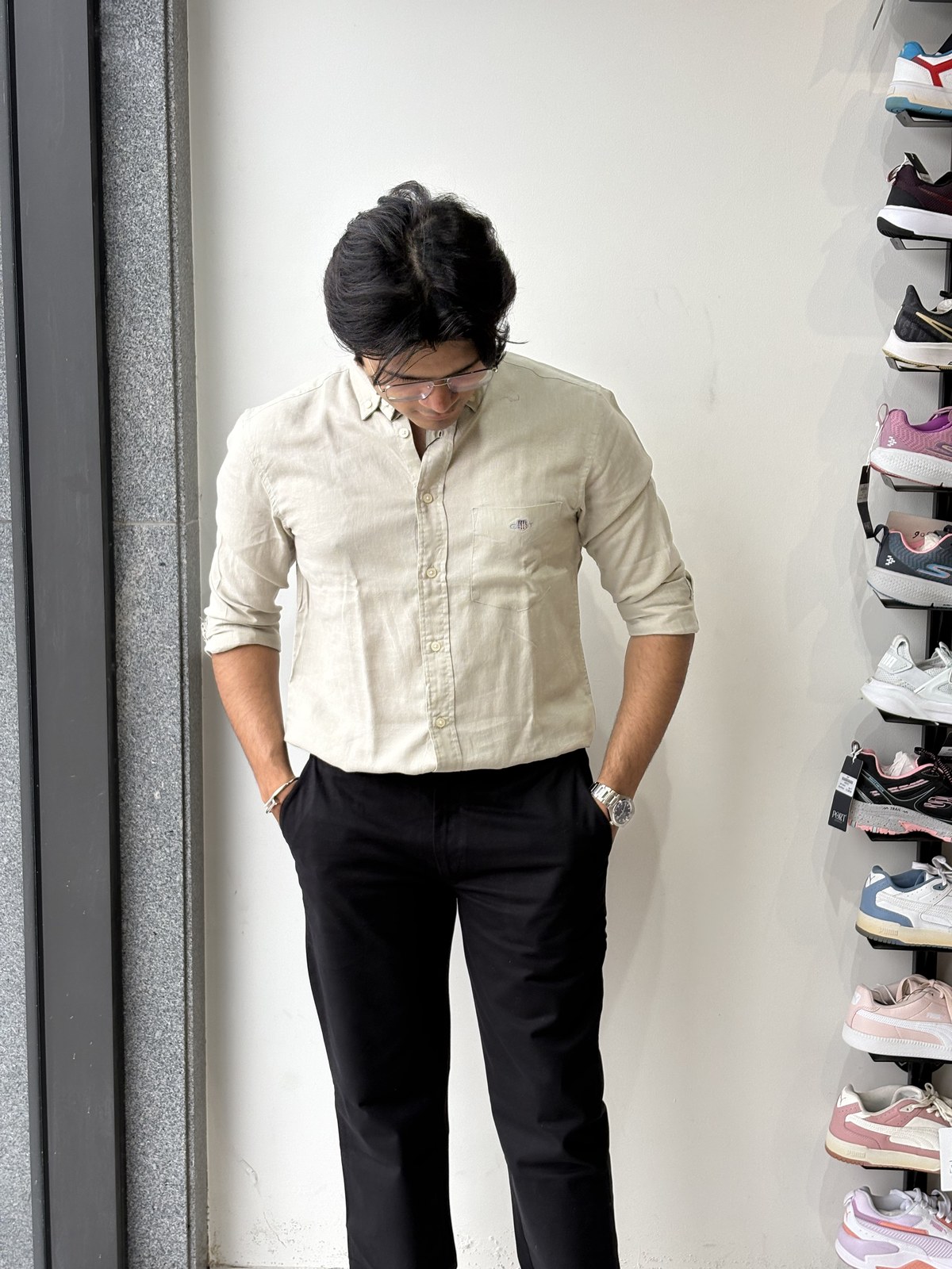 PORT Sand Ecru Relaxed Cotton-Linen Shirt