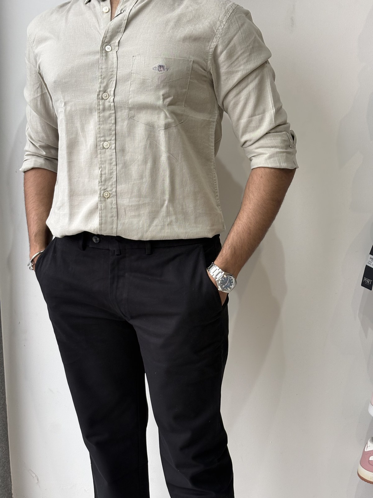 Sand Ecru Relaxed Cotton-Linen Shirt angle 5