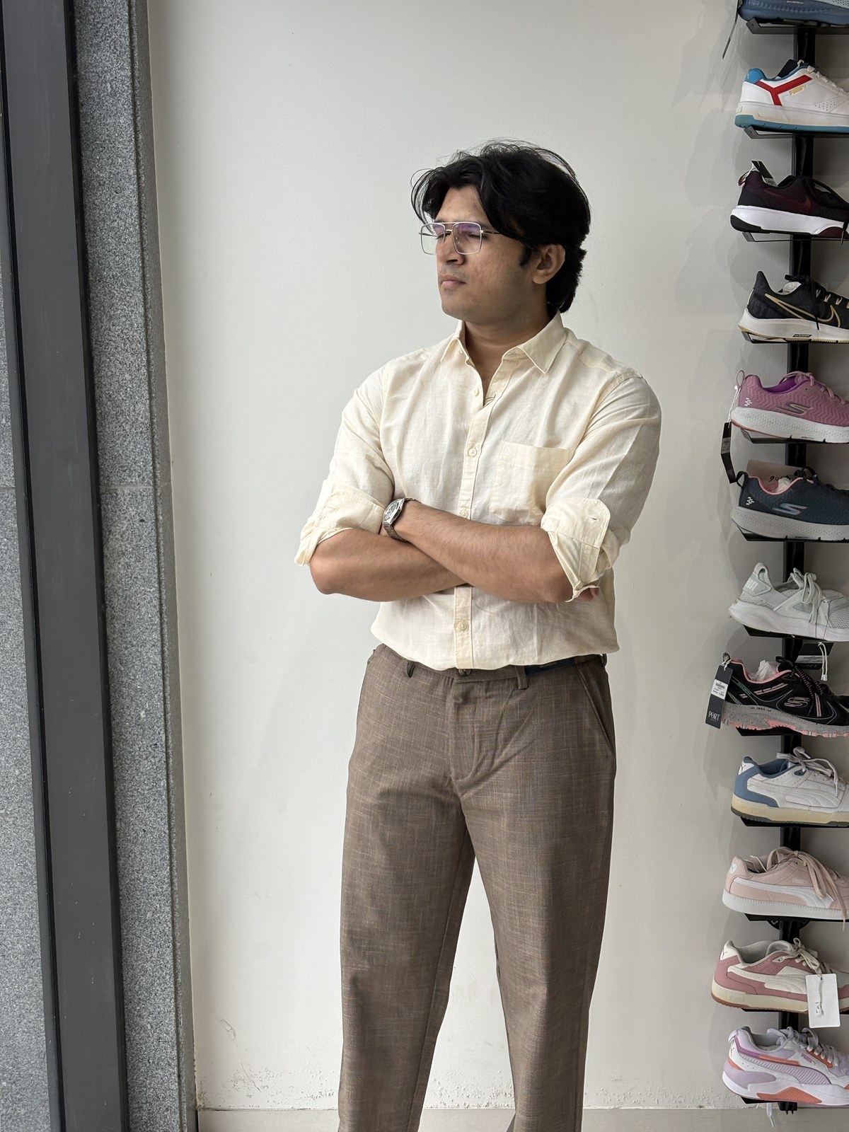 Sand Ecru Relaxed Cotton-Linen Shirt angle 7