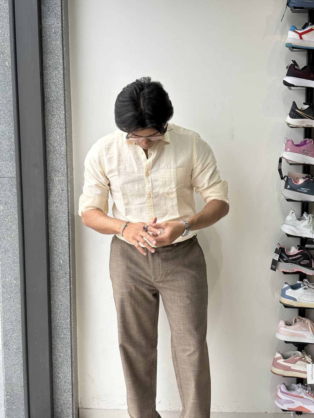 Sand Ecru Relaxed Cotton-Linen Shirt angle 8