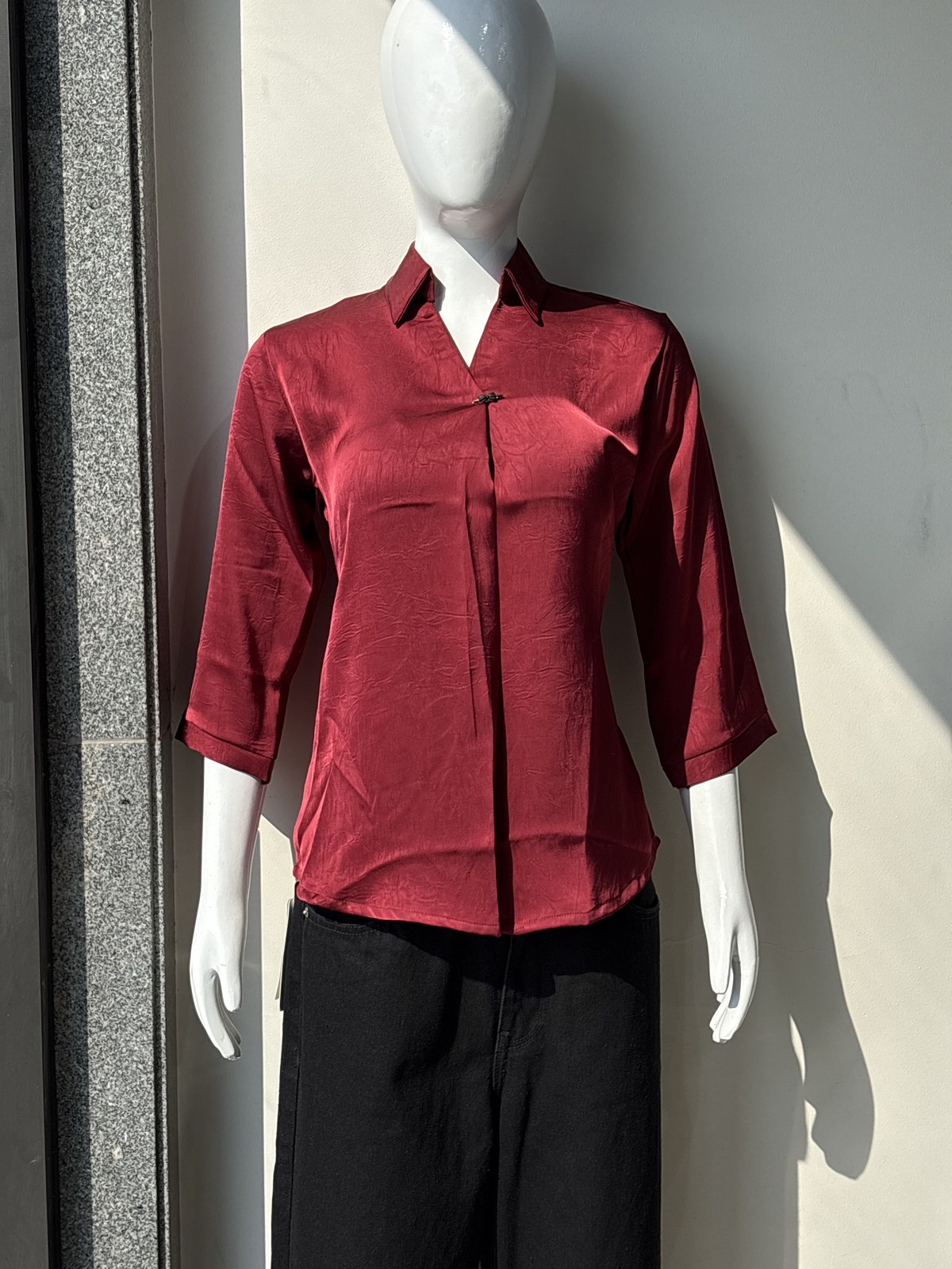 Crimson Wine Spread Collar Celebration Shirt