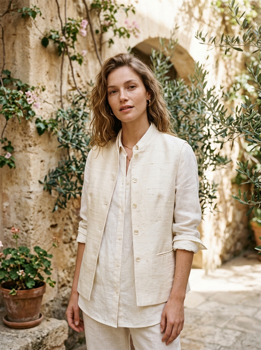 Ivory Silk Nehru Jacket